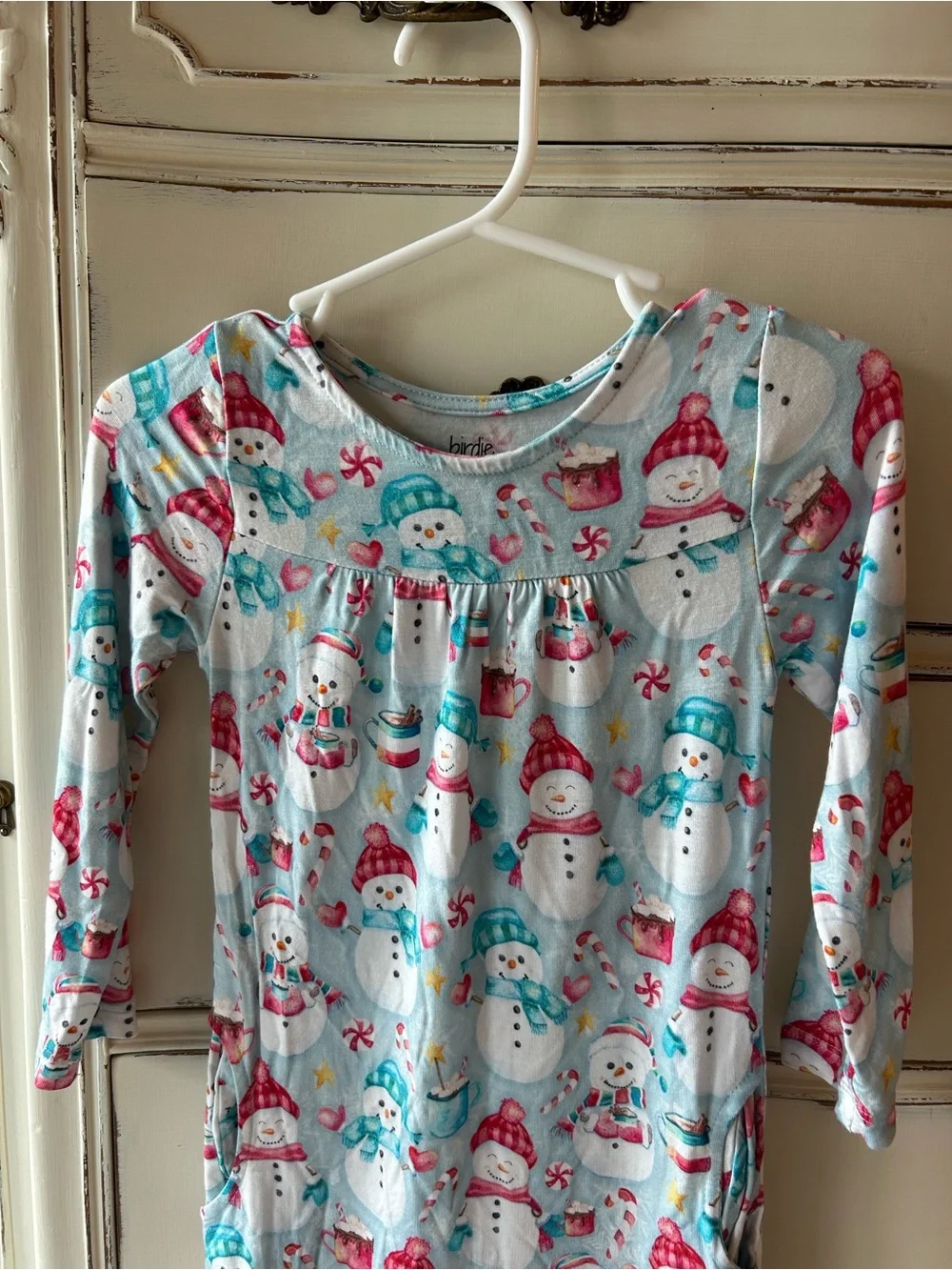 Birdie Bean Light Blue Snowman Kids Pajama Nightgown